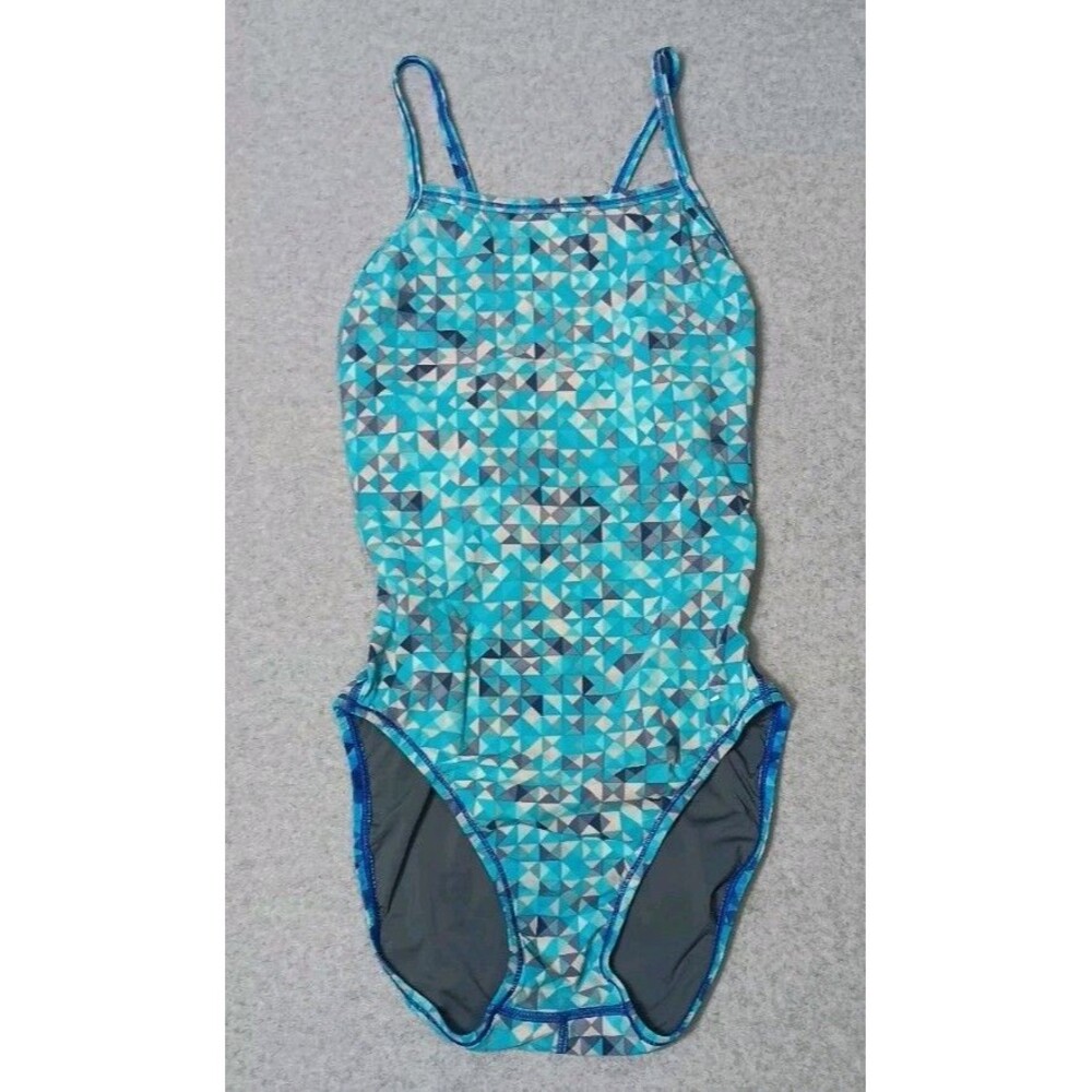 Speedo Powerplus Flyback One Piece Swimsuit Size 6/32 Blue Competition Training